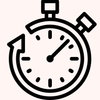 Icon einer Uhr symbolisiert schnelles Haarstyling mit innovativem Hairstyler für zeitsparendes Frisieren.